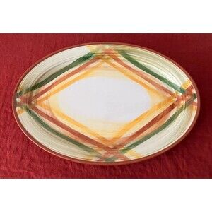 Vintage ‘40s/‘50s Vernon Kilns Vernonware Homespun Plaid 14” Oval Platter